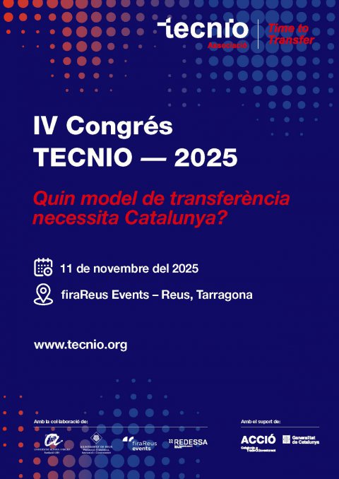 TecnATox participarà al Congrés TECNIO 2025 a Reus on es debatrà el model de transferència ciència-empresa de Catalunya